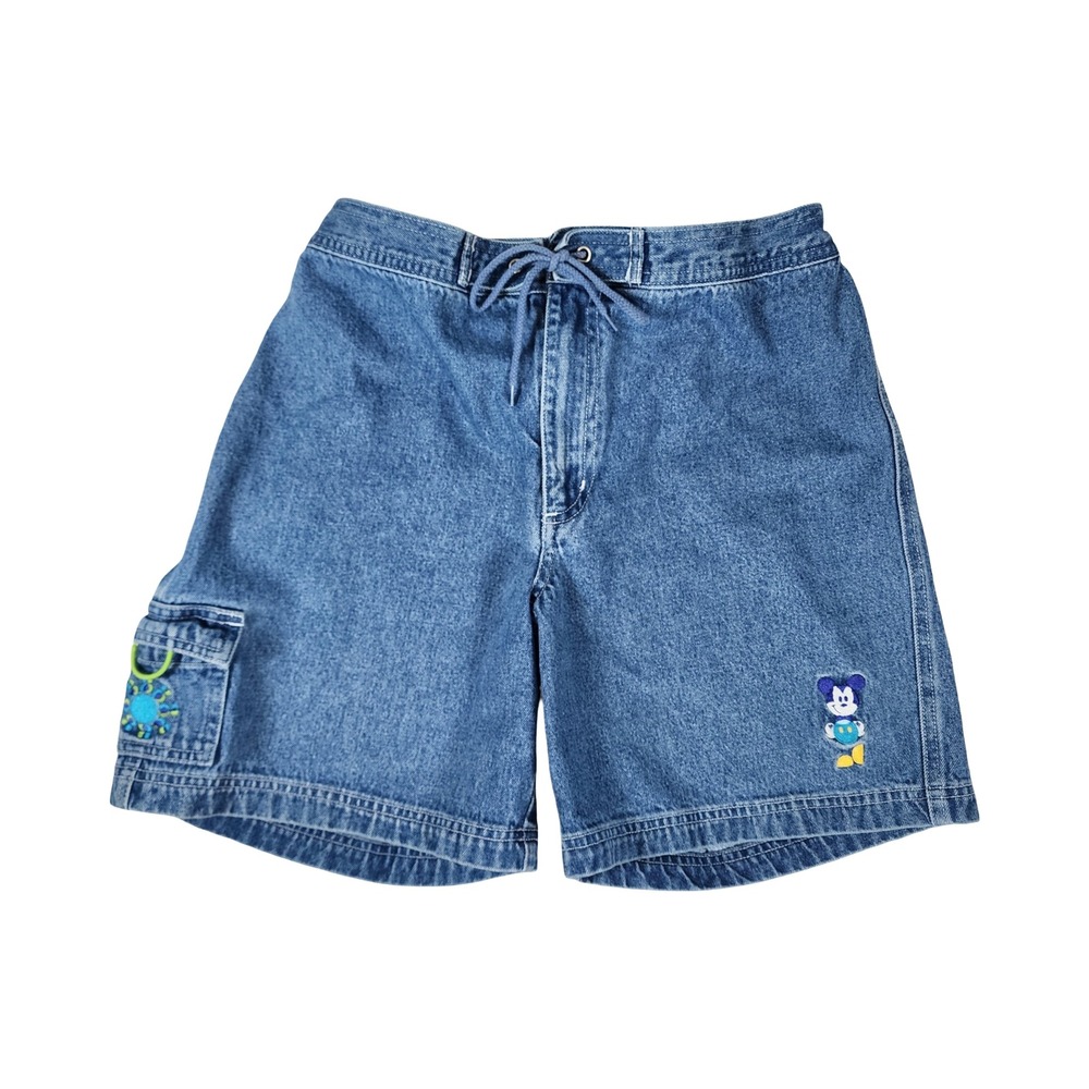 Disney Store Vintage Denim Shorts Mickey Mouse Embroidered 100% Cotton Womens S